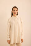 Ekru Bürümcük İp Dokulu , Viscon Keten Tunik - 2
