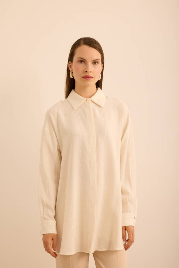Ekru Bürümcük İp Dokulu , Viscon Keten Tunik - Aker (1)