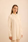 Ekru Bürümcük İp Dokulu , Viscon Keten Tunik - 3