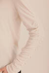 Ekru Büzgü Detaylı Örme Body - 4