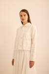 Ekru Cotton Brode Kısa Ceket - 3