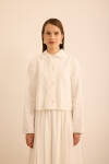 Ekru Cotton Brode Kısa Ceket - 1