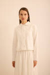 Ekru Cotton Brode Kısa Ceket - 2
