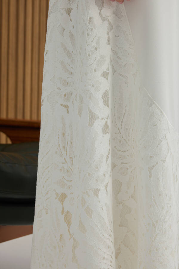 Ekru Dantel Garnili Etek - 4