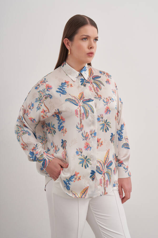 Ekru Desenli Gömlek - 2