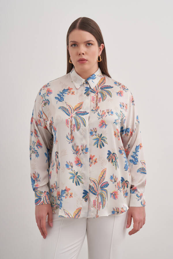 Ekru Desenli Gömlek - 5