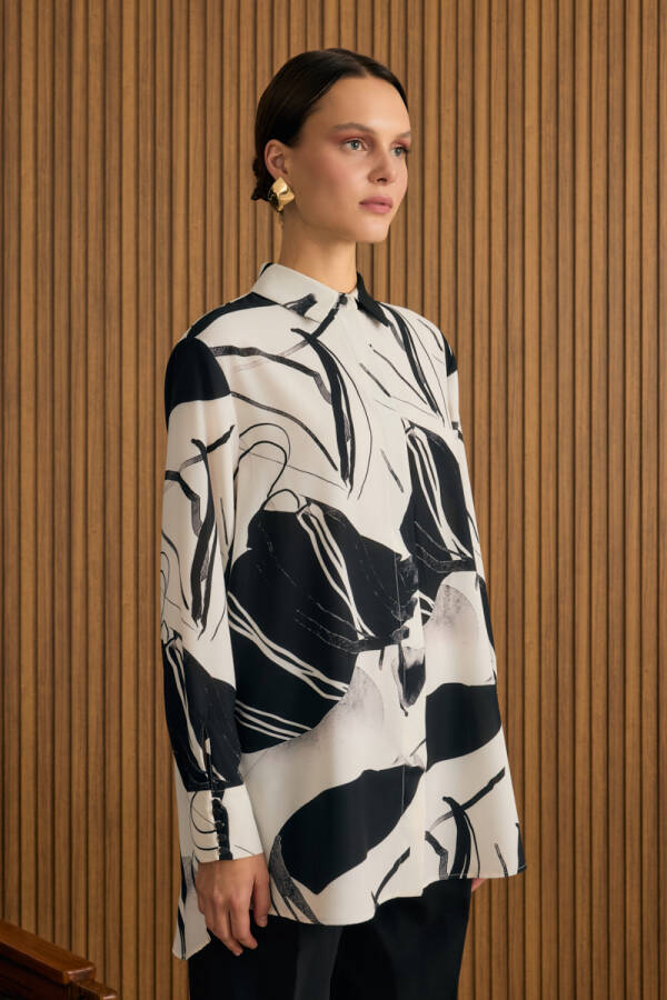 Ekru Desenli Tunik - 2