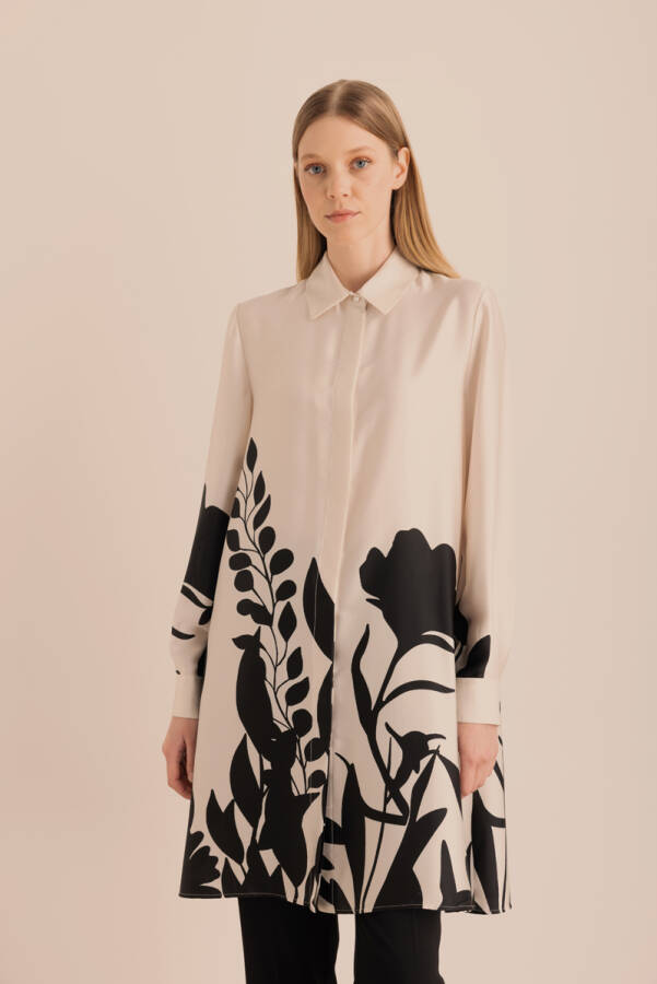 Ekru Desenli Tunik - 4