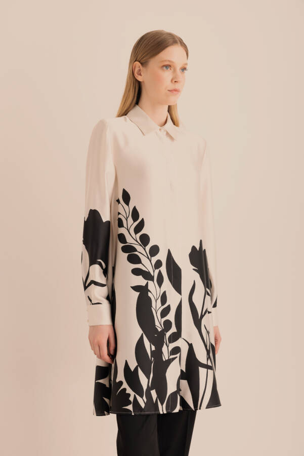 Ekru Desenli Tunik - 5