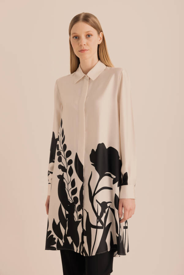 Ekru Desenli Tunik - 6