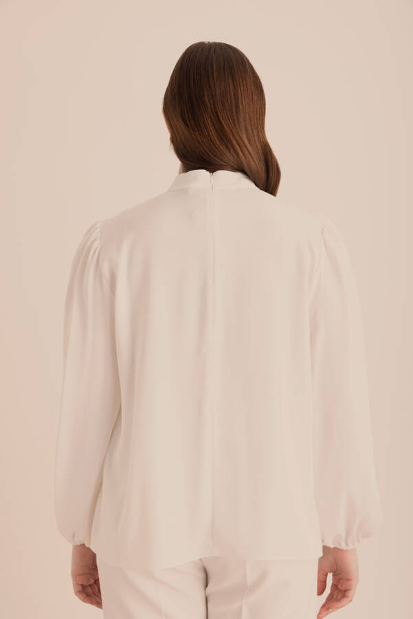 Ekru Detaylı Bluz - 6