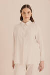 Ekru Detaylı Düğmeli Gömlek - 4