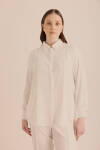 Ekru Detaylı Düğmeli Gömlek - 6