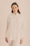 Ekru Detaylı Düğmeli Gömlek 