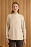 Ekru Dik Yaka Bluz - 4