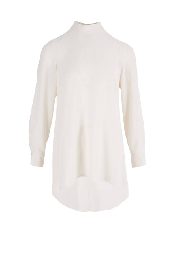 Ekru Dik Yaka Bluz - 1