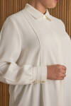 Ekru Dikiş Detaylı Tunik - 3