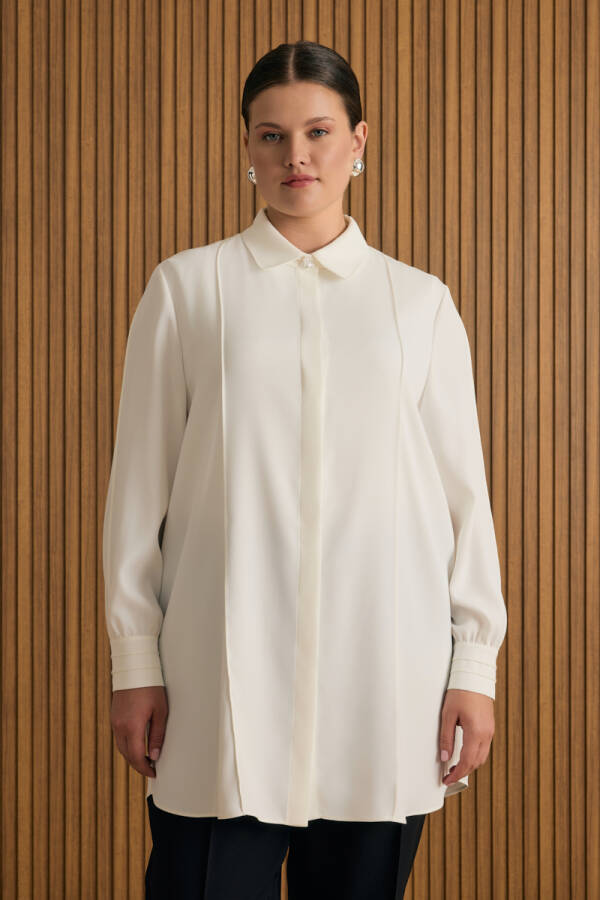 Ekru Dikiş Detaylı Tunik - Aker (1)