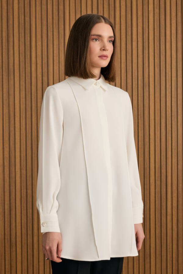 Ekru Dikiş Detaylı Tunik - Aker (1)