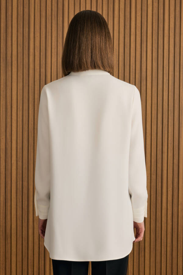 Ekru Dikiş Detaylı Tunik - 5