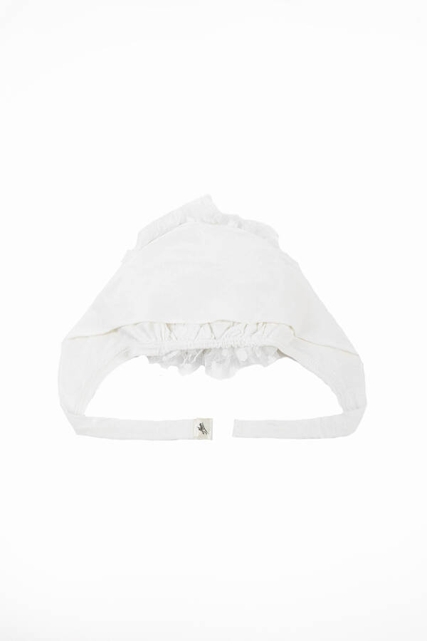 Ekru Dikişsiz Fırfırlı Bone - Aker