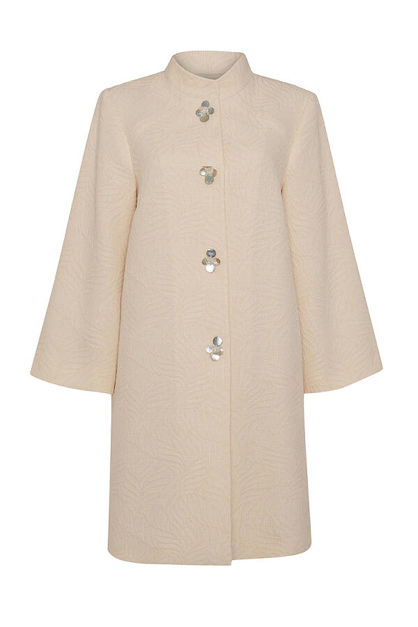 Ekru Dokulu Kumaş İşleme Detaylı Şık Kap - 1