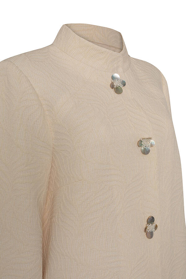 Ekru Dokulu Kumaş İşleme Detaylı Şık Kap - 2