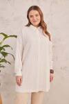 Ekru Dokulu Kumaş Oversize Tunik - 6