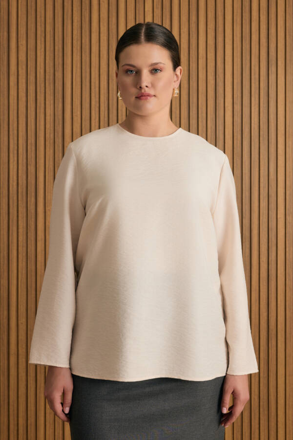 Ekru Dokuma Bluz - 2