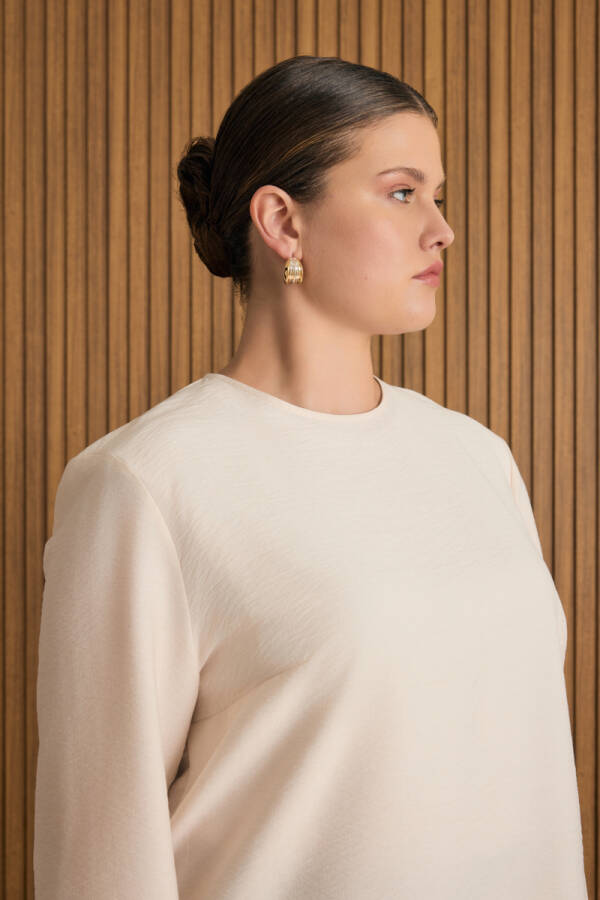 Ekru Dokuma Bluz - 4