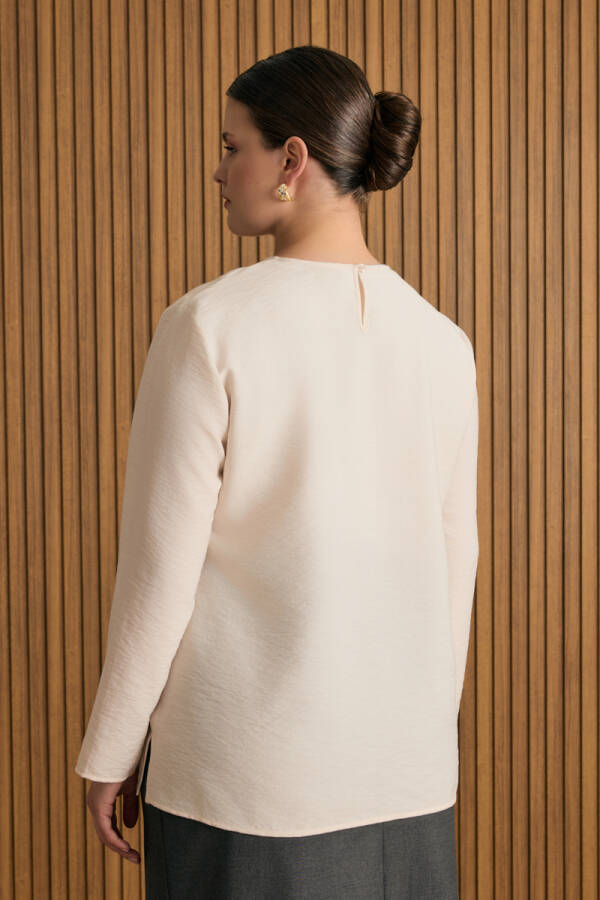 Ekru Dokuma Bluz - 5