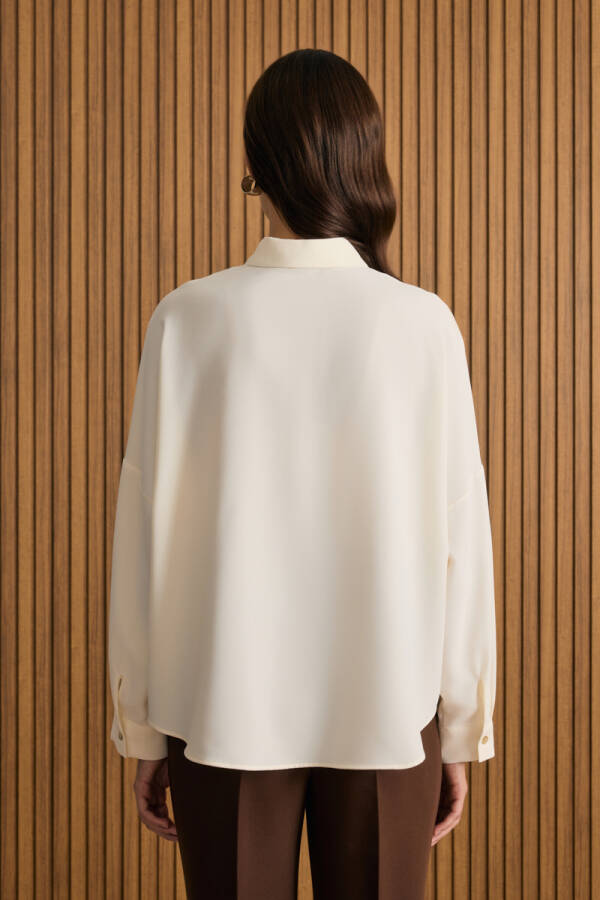 Ekru Dökümlü Bluz - 5