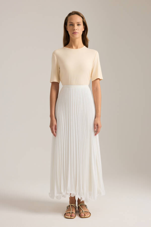 Ekru Etek Ucu Misinalı Piliseli Etek - 2