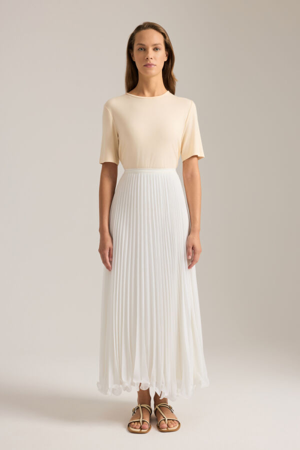 Ekru Etek Ucu Misinalı Piliseli Etek - 2