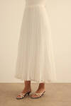 Ekru Etek Ucu Misinalı Pliseli Etek - 3
