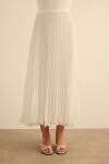 Ekru Etek Ucu Misinalı Pliseli Etek - 2