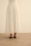 Ekru Etek Ucu Misinalı Pliseli Etek - 6
