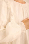 Ekru Fırfır ve Volan Detaylı Cotton Brode Tunik - 5