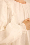 Ekru Fırfır ve Volan Detaylı Cotton Brode Tunik - 5