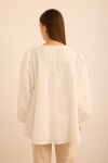 Ekru Fırfır ve Volan Detaylı Cotton Brode Tunik - 6