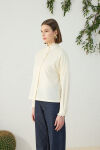 Ekru Fonksiyonel Dantel Detaylı Bluz - 3