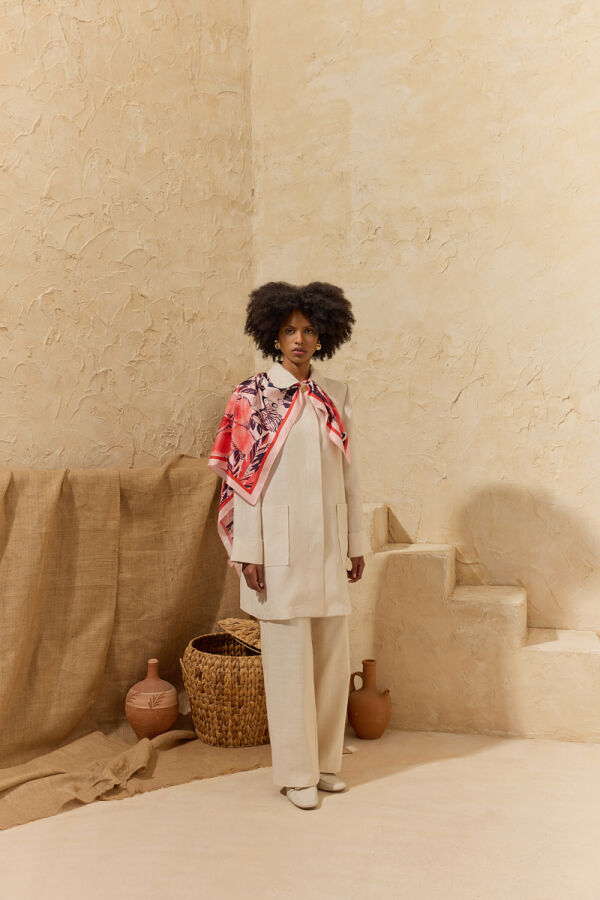 Ekru Geniş Kıvırma Çift Cepli Kap - Aker