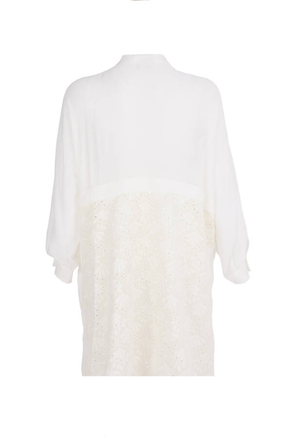 Ekru Güpür Detaylı Rahat Kesim Tunik - 3