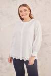 Ekru Hakim Yaka Brode Bluz - 2