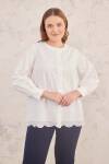 Ekru Hakim Yaka Brode Bluz - 3