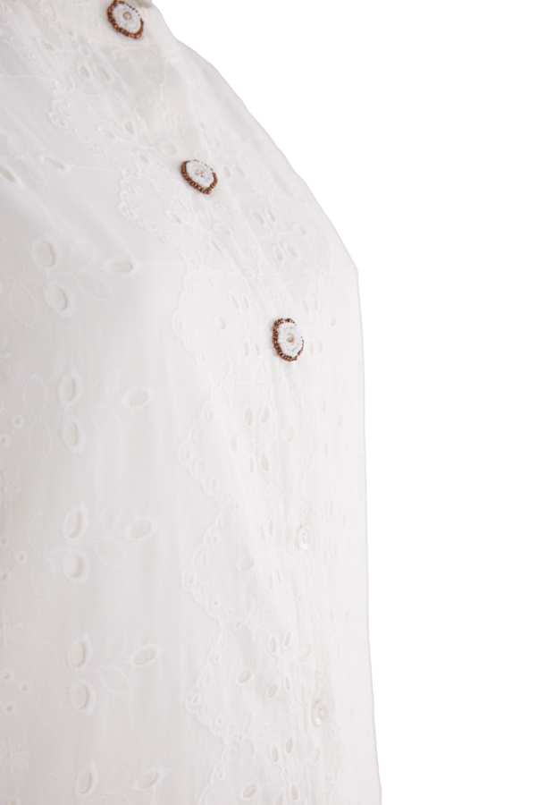 Ekru Hakim Yaka Brode Elbise - 2