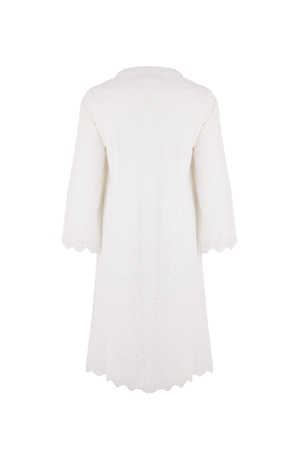 Ekru Hakim Yaka Brode Elbise - 3