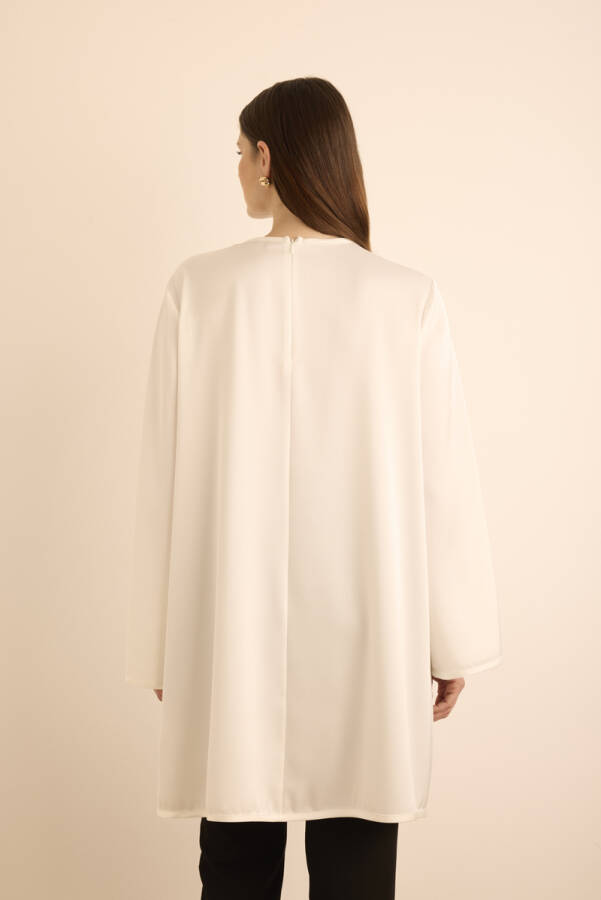 Ekru İnci İşlemeli Tunik - 7
