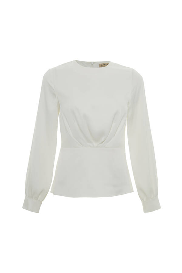 Ekru Katlama Detaylı Bluz - Aker