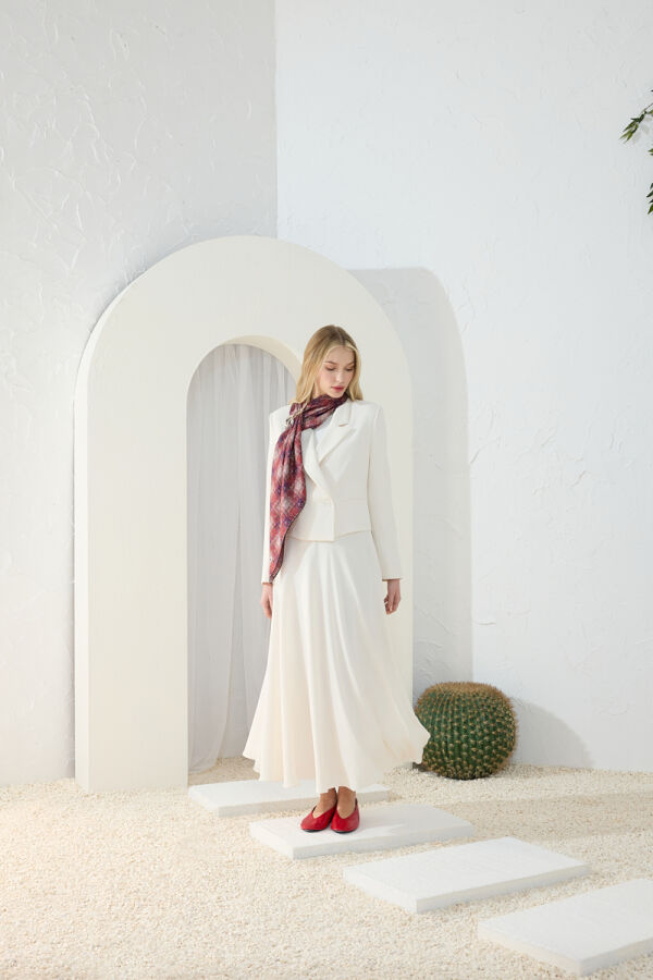 Ekru Klasik Kloş Etek - Aker